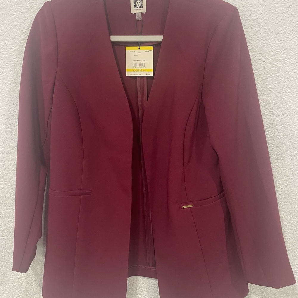 Anne Klein Women’s Maroon Blazer Size Suit  Casual Regular Fit Jacket Med